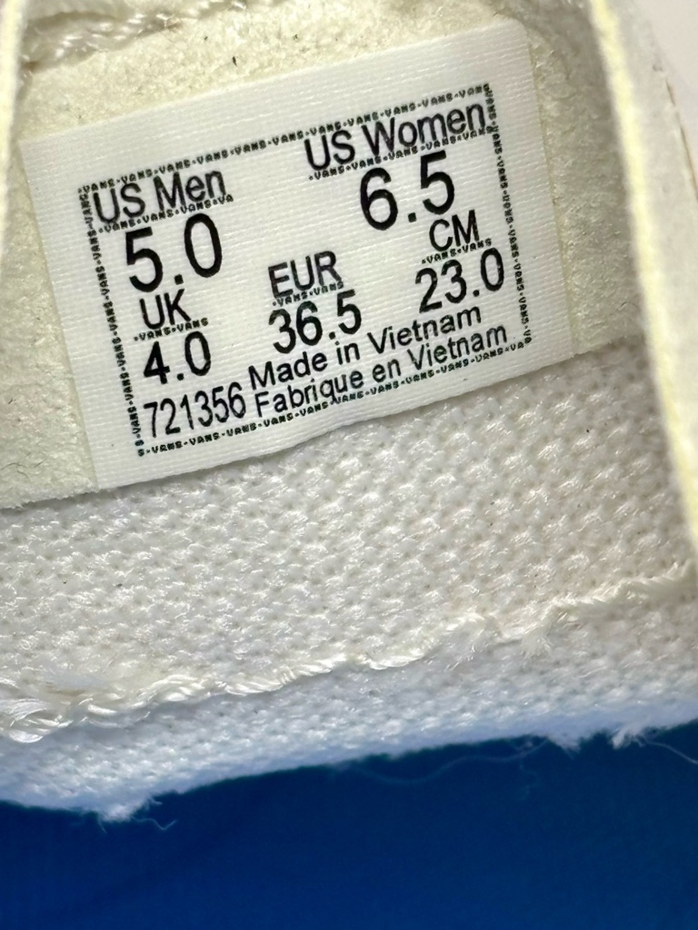 Vans UltraRange EXO Sneakers True Blue Marshmallow White Lace Up Shoes Size 6.5 - Picture 9 of 9